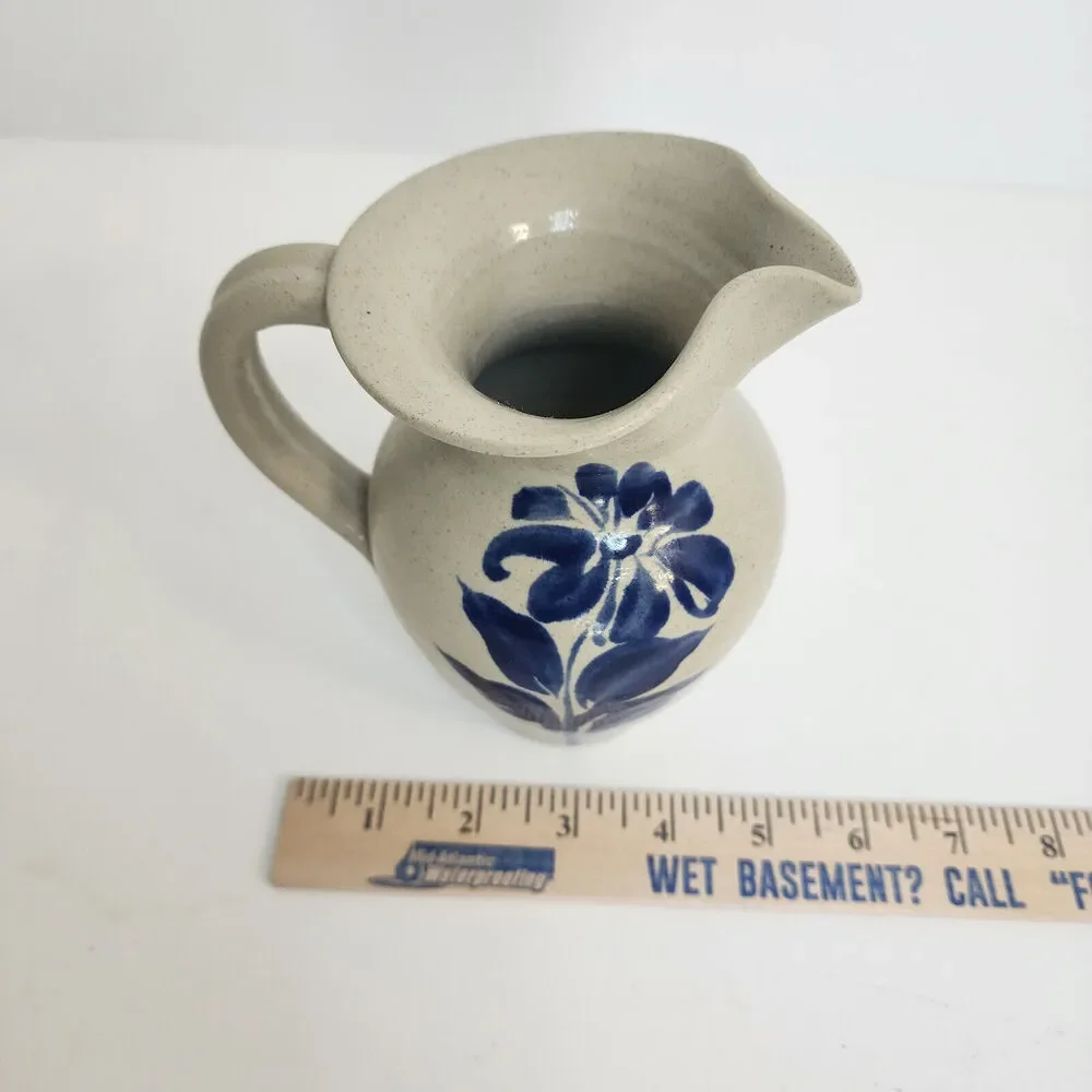 Williamsburg Pottery Factory Small Salt Glaze Stoneware Pitcher‎ with Flower
